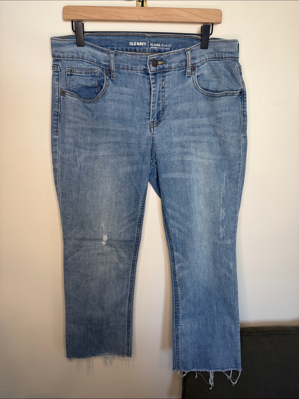 Old Navy Light Blue Cropped Raw Hem Flare Jeans size 12